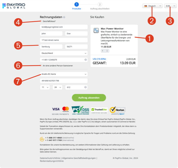 Bestellung bei PayPro Global