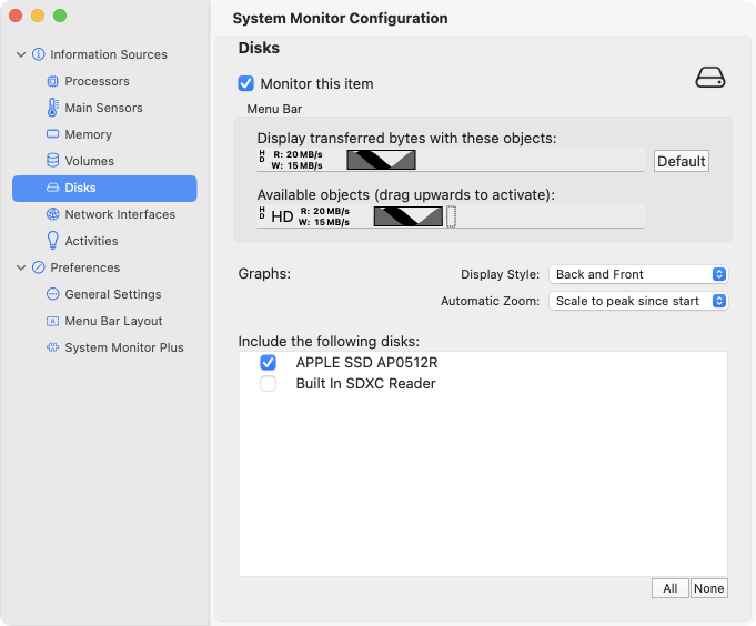 Options for monitoring disks