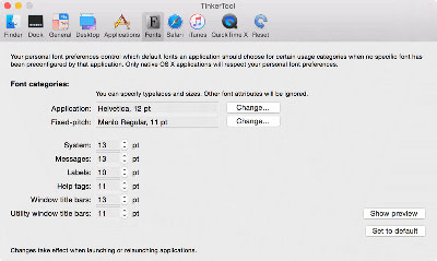 The user's personal font preferences (OS X 10.9.2 or later)