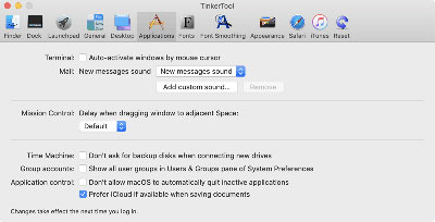 Settings for specific applications that come with macOS