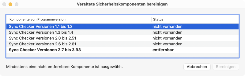 Veraltete Fassungen des privilegierten Hilfsprogramms können auf Wunsch bereinigt werden.