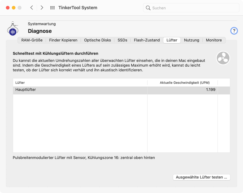 Kühlungslüfter des Macs überprüfen