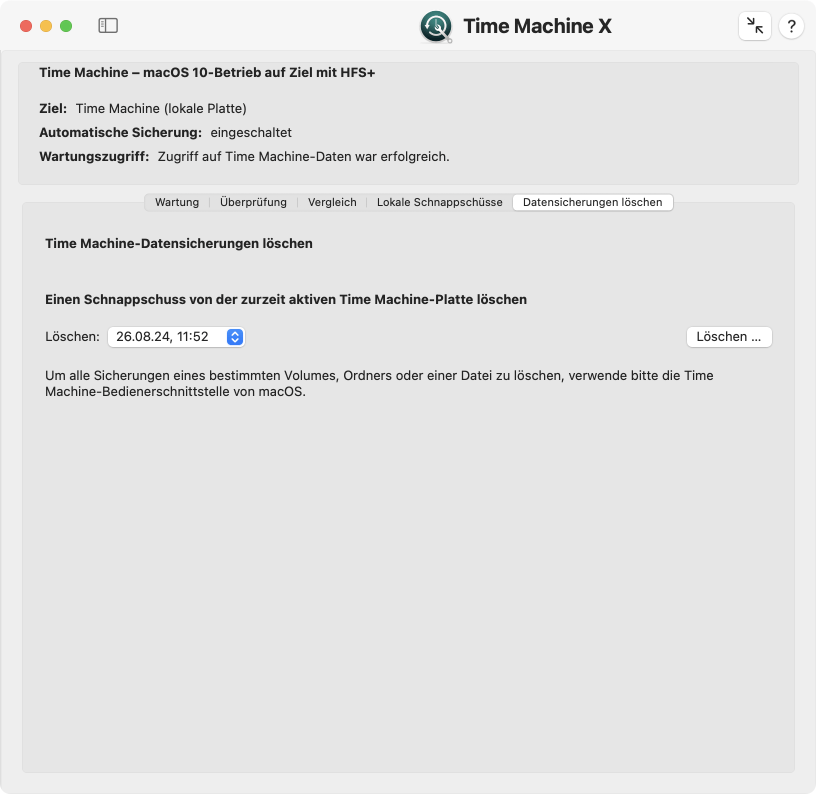 Löschen von Time Machine-Sicherungsdaten