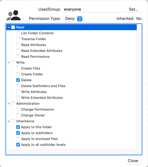 Set permission details