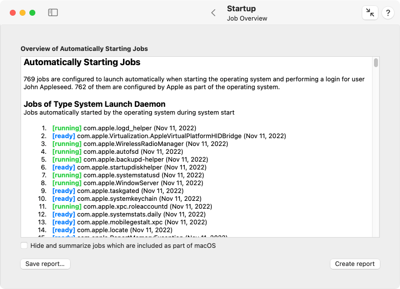 Overview of all automatically starting jobs