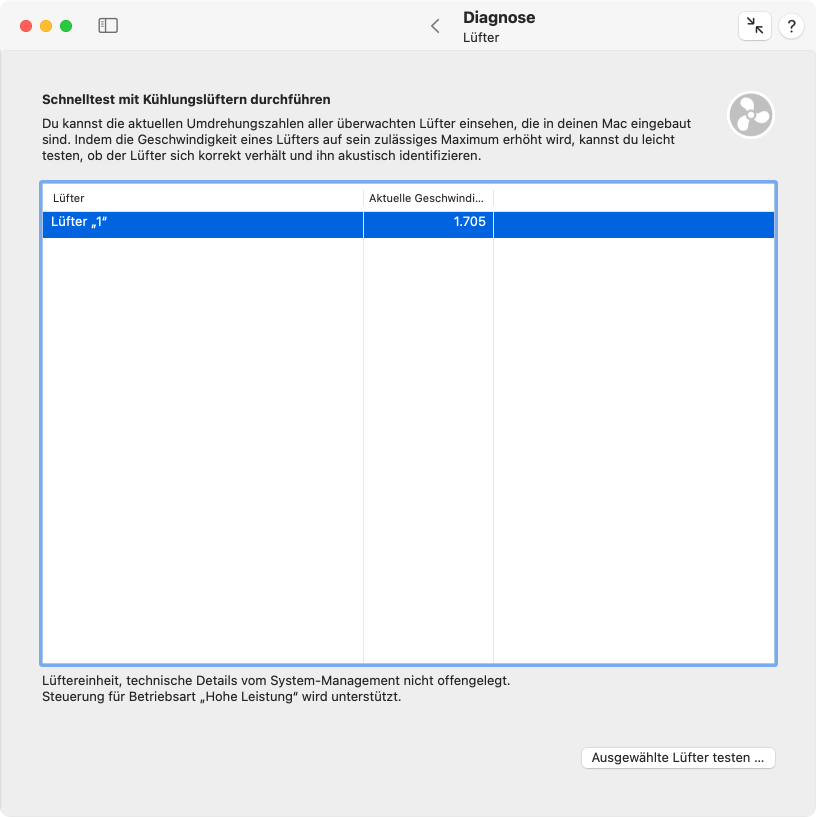 Kühlungslüfter des Macs überprüfen