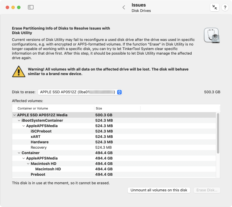 Clear disks which can no longer handled by Disk Utility