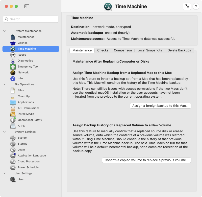 Maintenance after replacing Time Machine data sources